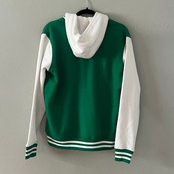 BAW Youth XL Green White Varsity Letterman Jacket Sweatshirt Blank Preppy - Picture 2 of 6